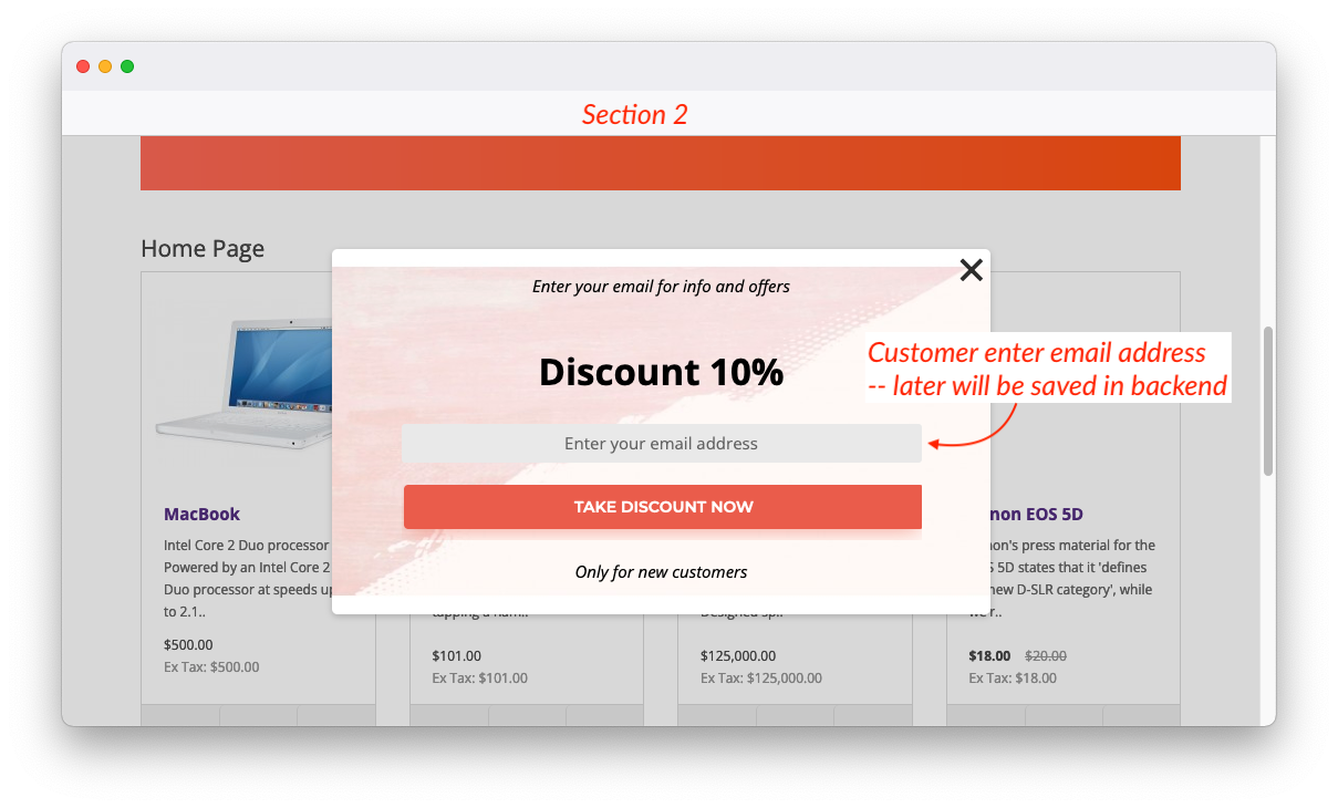 popup asking for email opencart